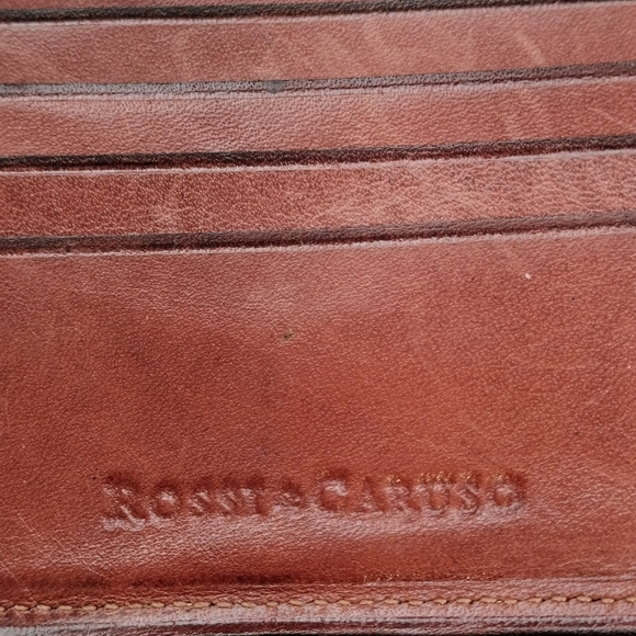 Rossi Caruso Men's Bi-fold Wallet Leather Card Holder Two Cash Slots Brown - Picture 5 of 10